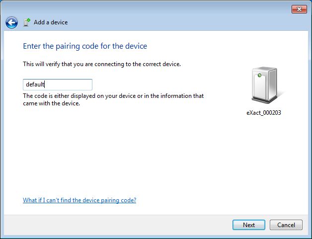 Pairing Bluetooth eXact to Windows